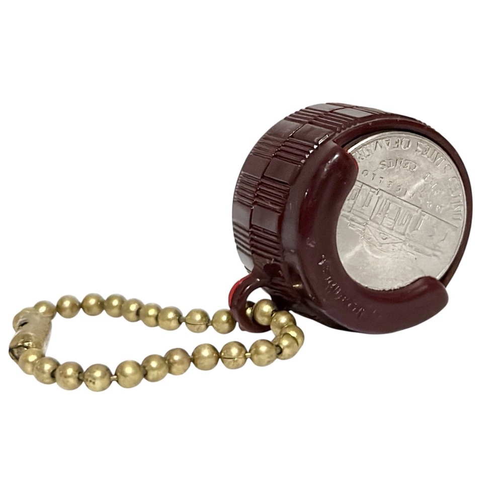 Vintage Compact Coin Holder Keychain with Gold Brass Ball Chain Plastic